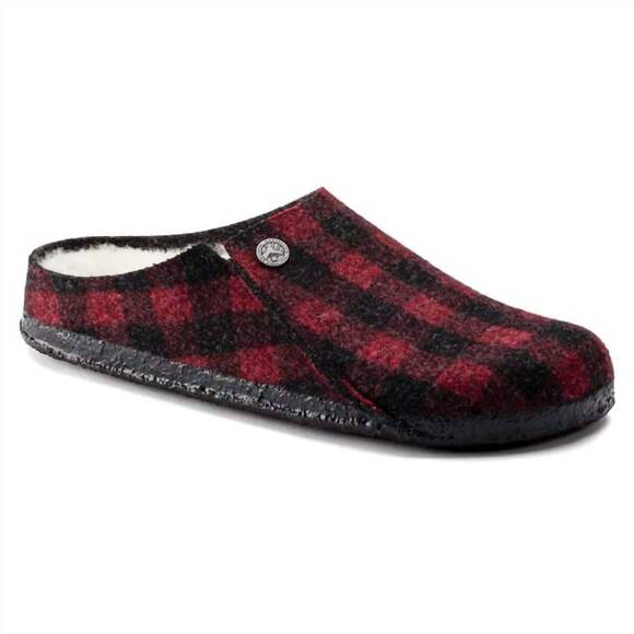 NEW BIRKENSTOCK men's zermatt shearling slipper in red plaid